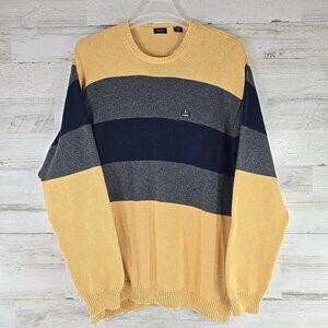 VINTAGE 90s Izod Men's SIZE 2XL 100% Cotton Colorblock Pullover Crewneck Sweater